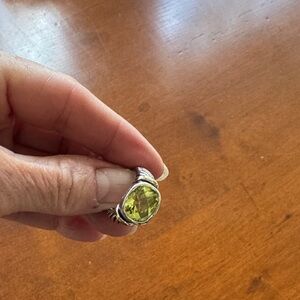Silver Peridot-Colored Statement Ring. Very substantial!